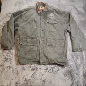 Miller Lite Jacket Mens XL Green ID Wear Heavy Duty Chore Flannel Lined Vintage